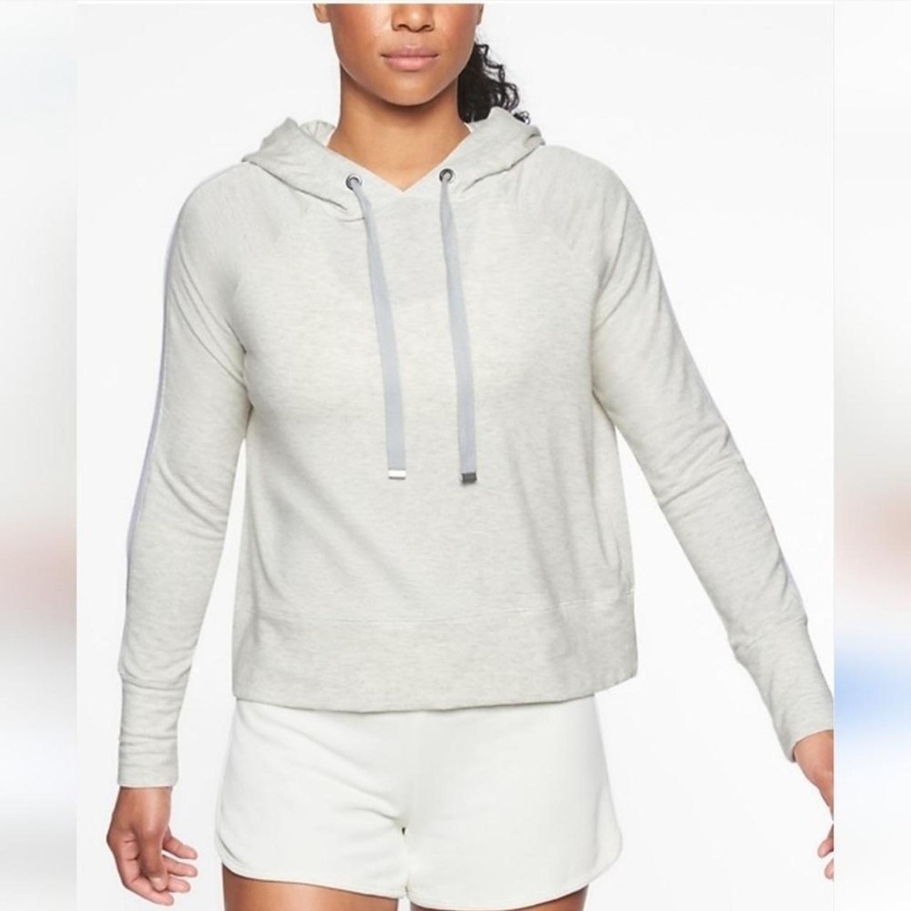 Athleta Women's Light Grey Open Hearted Hoodie Sweatshirt